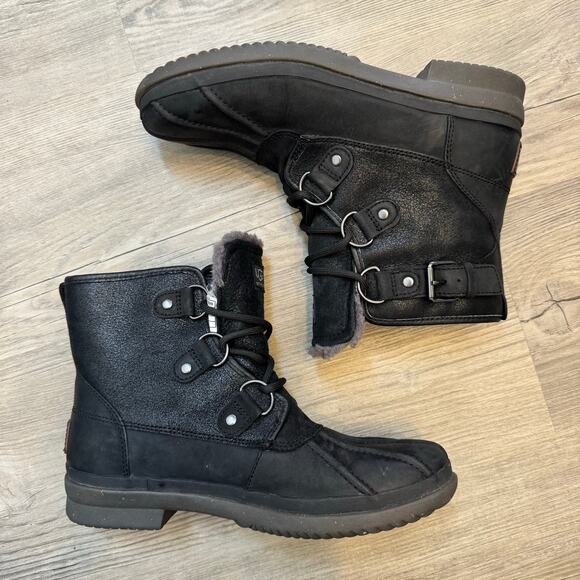 Ugg Duck Boots Women’s Size 7.5 Black Winter Warm Snow Ski Outdoors Hiking - Picture 5 of 10